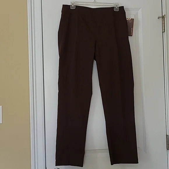 NEW Women's Pants Stretch Multiples Essential Chocolate Brown Faux Pocket Size 8 - Picture 2 of 8